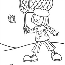 Jojo Cacthing a Butterfly in Jojo's Circus Coloring Page