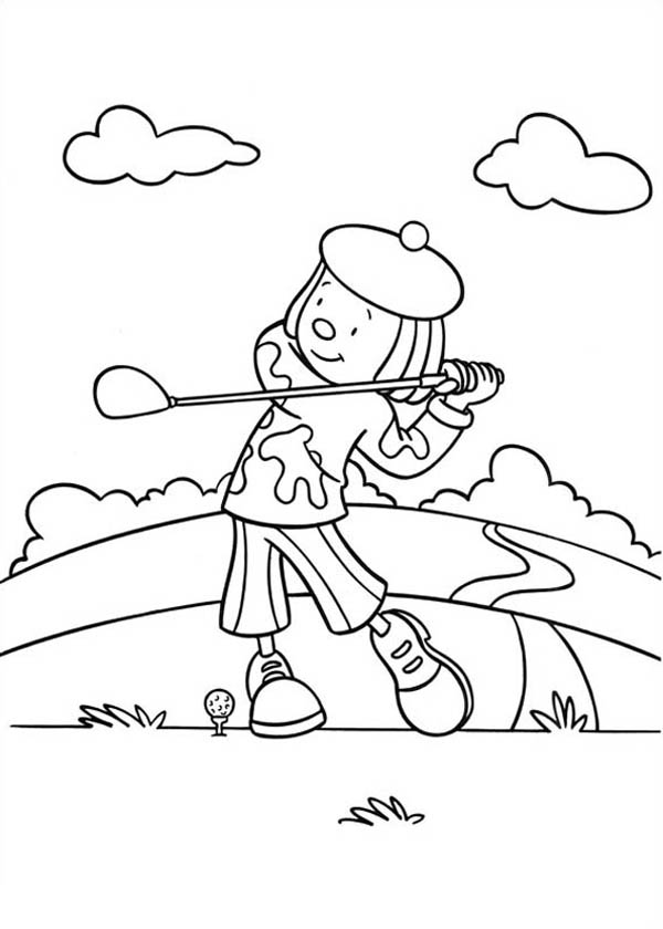 Jojo Playing Golf in Jojo's Circus Coloring Page