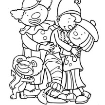 Jojo and Friends Hugging in Jojo's Circus Coloring Page