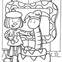 Jojo and Snake Clown in Jojo's Circus Coloring Page