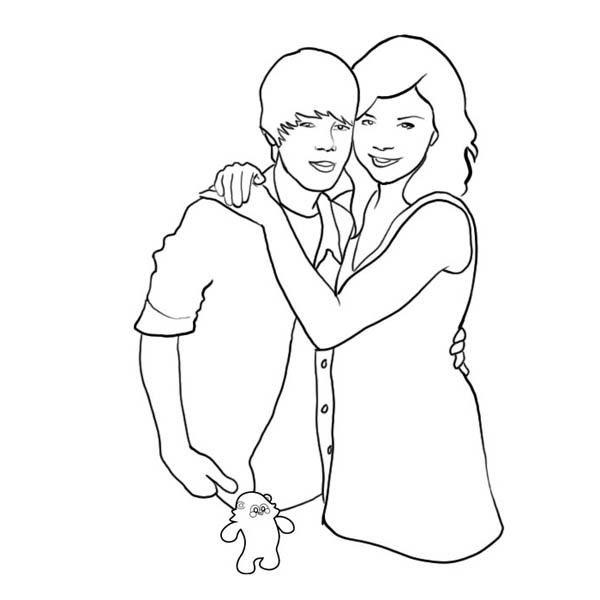 Justin Bieber and Her Mom Coloring Page