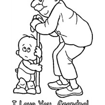 Little Baby Love His Grandpa in Gran Parents Day Coloring Page