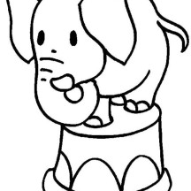 Little Elephant Standing on a Bucket Coloring Page