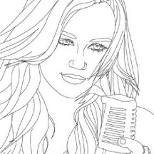 Miley Has Beautiful Voice in Hannah Montana Coloring Page