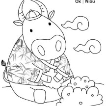Ox in Chinese Symbols Coloring Page