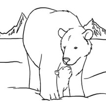 Polar Bear and Her Baby Coloring Page