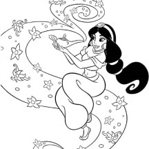 Princess Jasmine Rub Magic Lamp Coloring Page