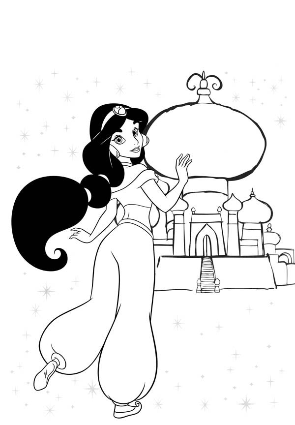 Princess Jasmine is Going Home to Her Palace Coloring Page