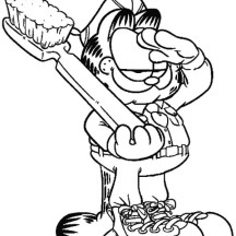 Private Garfield Bring Toothbrush Coloring Page