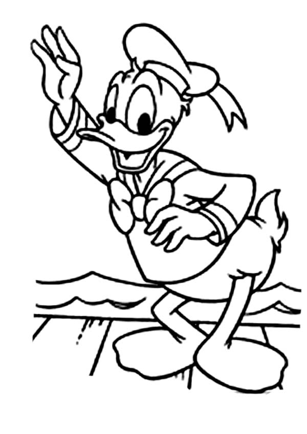 Say Hi to Donald Duck Coloring Pages