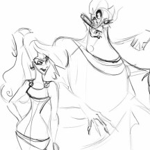Sketch of Hades and Meg in Hercules Movie Coloring Page