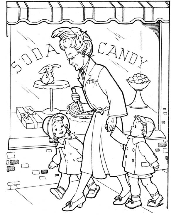 Visiting Grandparents on Gran Parents Day Coloring Page