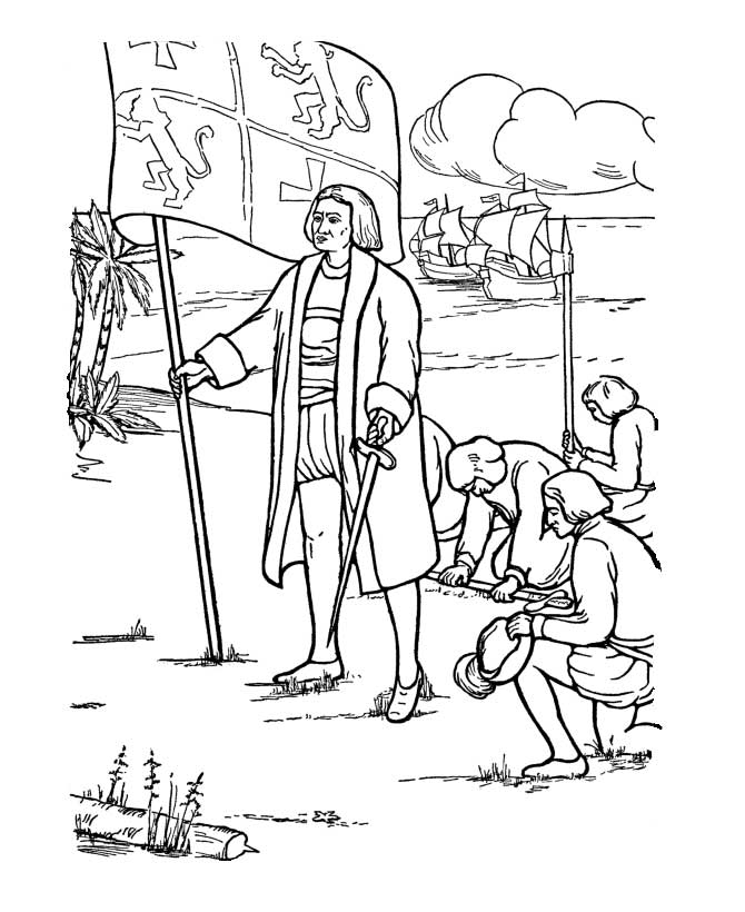 Columbus First Landed In America On Columbus Day Coloring Page