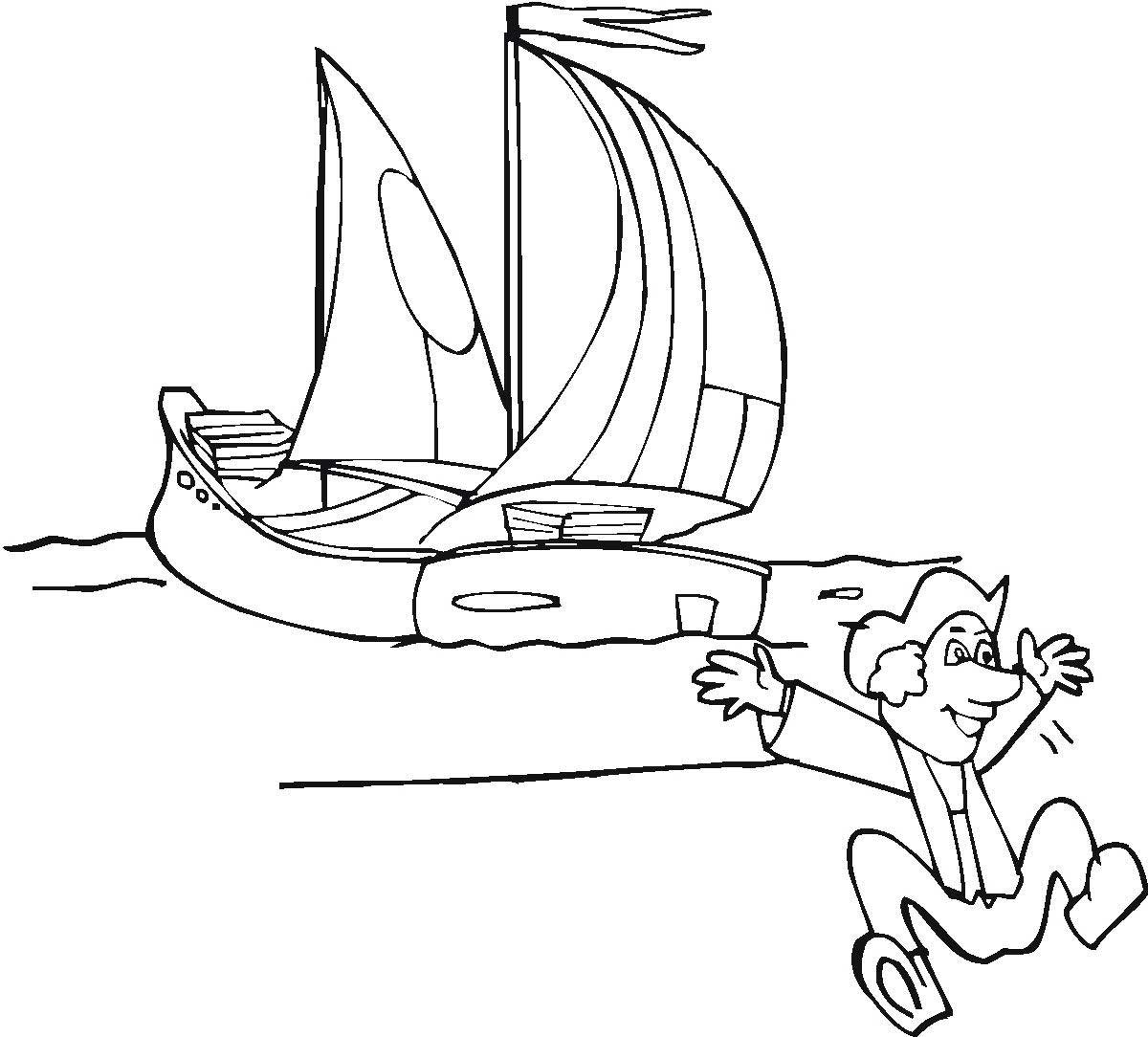 Columbus Happy Landed On Columbus Day Coloring Page