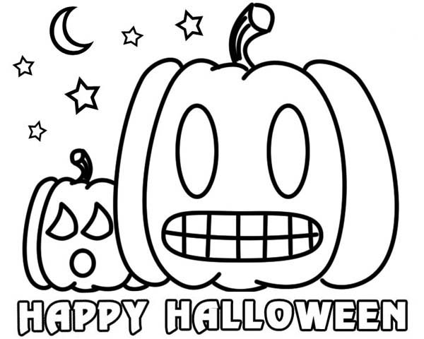 Joyful and Happy Halloween Day from Pumpkin Jack O' Lantern Coloring Page