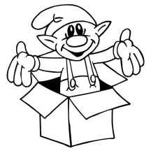 A Sweet Tiny Elf Giving a Christmas Surprise on Christmas Coloring Page