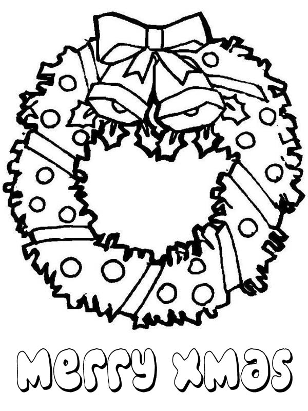 Lovely Christmas Wreath for Ornament on Christmas Coloring Page