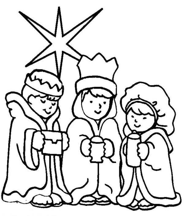 Three Wise Men on Christmas Day on Christmas Coloring Page
