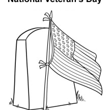 US Flag on Cemetary Celebrating Veterans Day Coloring Page
