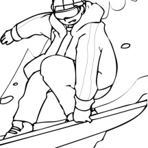 A Man Playing Snowboard on Winter Season Coloring Page