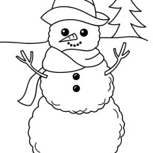 A Simple Mr Snowman Figure on Winter Season Coloring Page