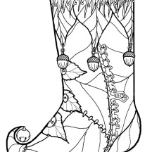 Christmas Stockings Decorated with Pine Fruit Coloring Pages