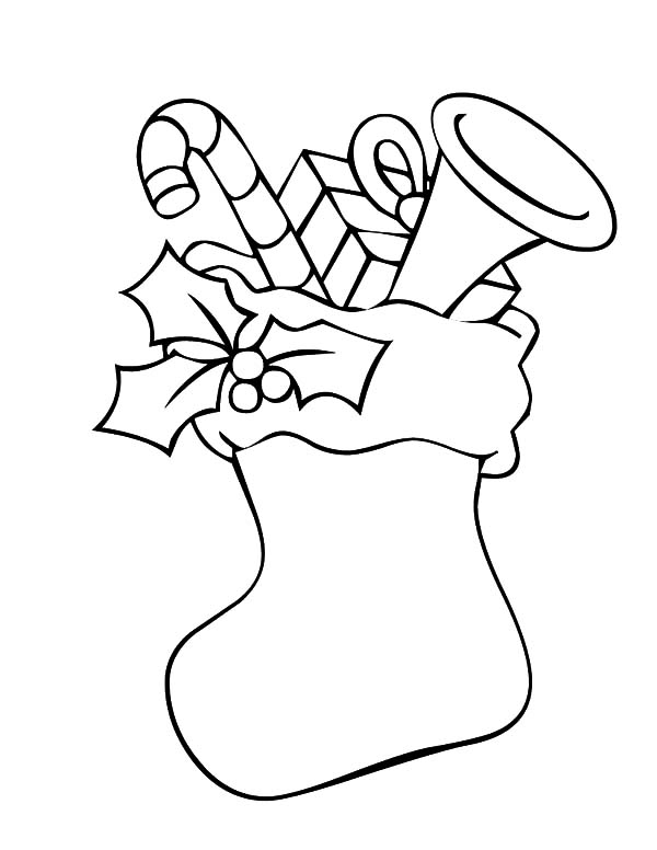 Christmas Stockings Full of Christmas Gifts Coloring Pages