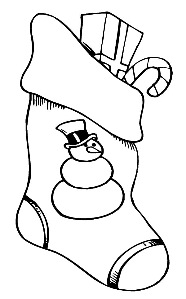Christmas Stockings with Snowman Picture Coloring Pages