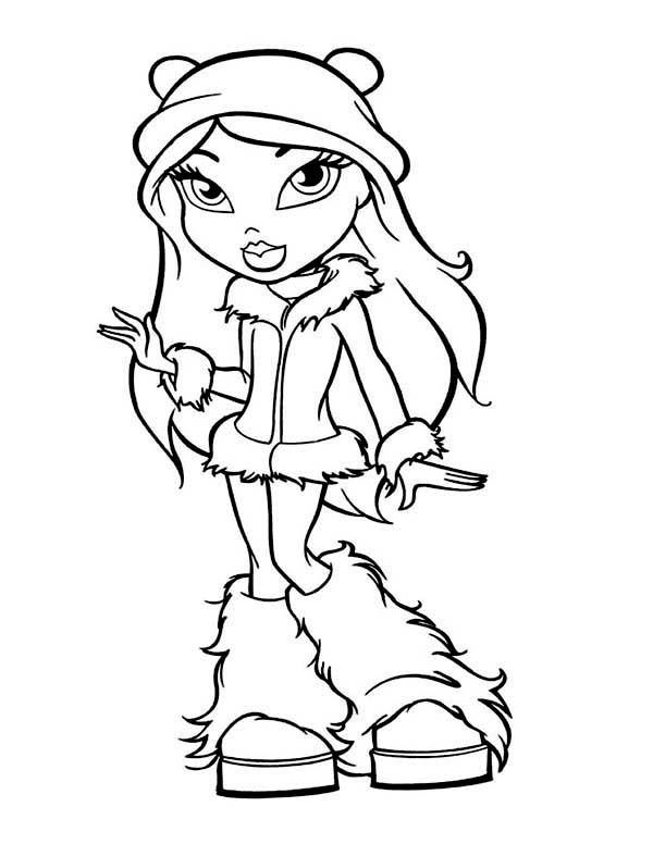 Fancy Teen Girl in Winter Season Outfit Coloring Page