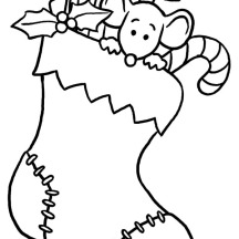 Little Mouse is Afraid to Come Down from Christmas Stockings Coloring Pages