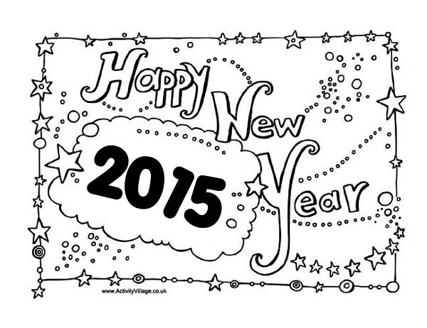 New Years Eve Celebration Sign Board on 2015 New Year Coloring Page