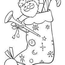 Santa Claus is Inside Christmas Stockings Coloring Pages