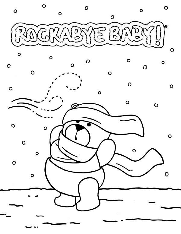 Winnie the Pooh with Jumble Scarf on Heavy Winter Season Coloring Page