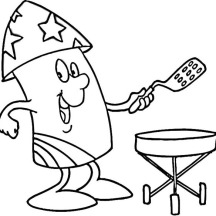 Mr Firework Cooking for Independence Day Event Coloring Page