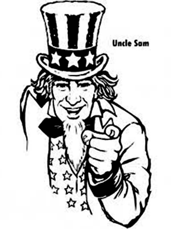 Uncle Sam and Independence Day Event Coloring Page