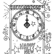 A City Clock Tower Signing the New Year Coming Coloring Pages