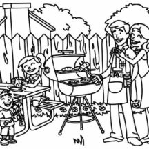 Backyard Family Picnic Coloring Pages