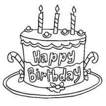 Birthday Cake Decorated with Candy Cane Coloring Pages