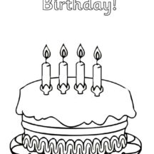 Birthday Cake for Fourth Birthday Coloring Pages