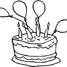Birthday Cake with Balloons Coloring Pages