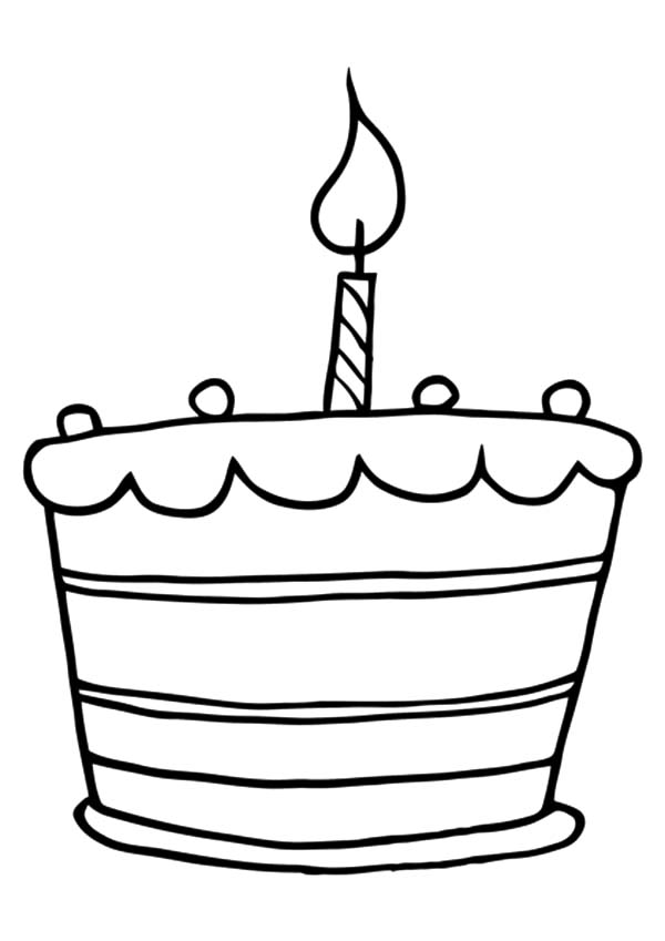 Birthday Candle on Birthday Cake Coloring Pages