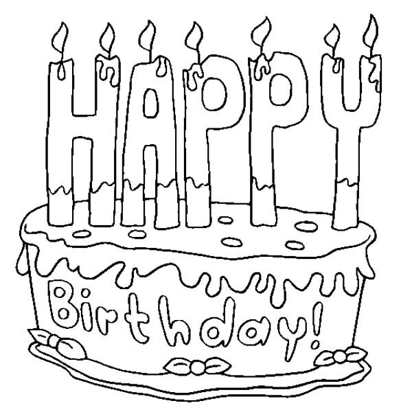 Birthday Candle on Chocolate Cake Coloring Pages
