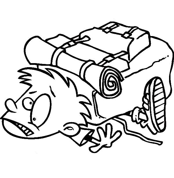 Boy Crushed Under a Heavy Hiking Camping Backpack Backpack Coloring Pages