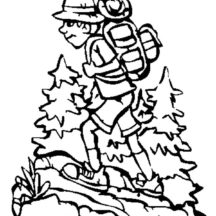 Boy Hiking with Camping Backpack Coloring Pages