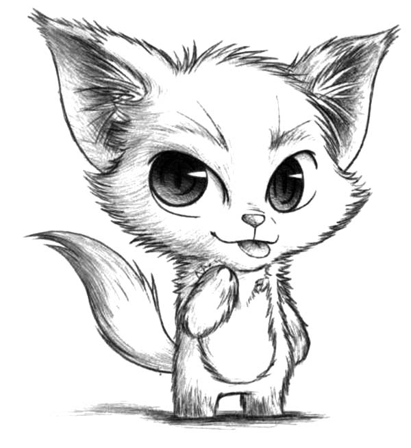 Chibi Desert Fox Sketch Coloring Pages