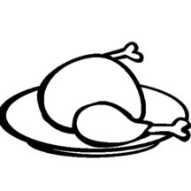 Chicken Drumstick on Plate Coloring Pages