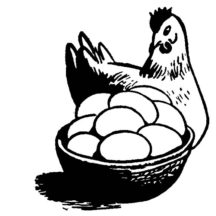 Chicken Looking at Basket Full of Egg Coloring Pages