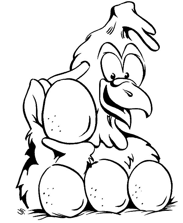 Chicken and Four Large Size of Egg Coloring Pages