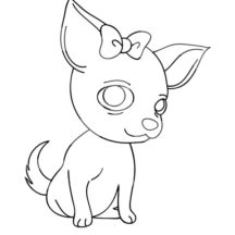 Chihuahua Dog with a Bow Coloring Pages