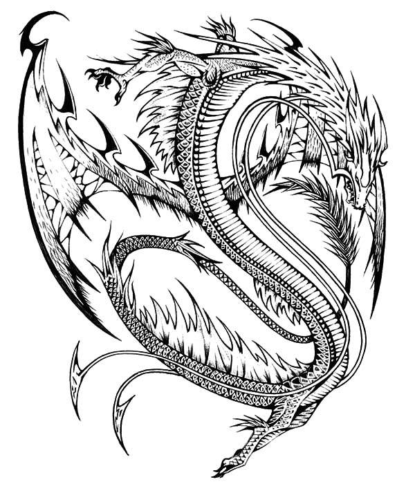 Chinese Dragon Tattoo Design Coloring Pages